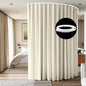 Room Divider Ceiling Mounted Curtains Track Sets Extra Wide Blackout Curtain Flexible Tracks for Bedroom Privacy Partition Separator, 1 Panel Beige Drape and White Rail, W15 x H9ft