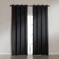 Amazon Basics Faux Linen Blackout Curtains for Bedroom and Living Room, 2-Piece Set with Grommets, 42" W x 95" L, Black