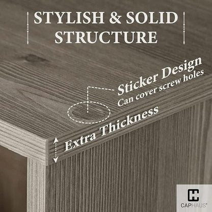 CAPHAUS Sturdy Room 11-Inch Cube Storage Organizer Shelf, with Thick Exterior Edge, Storage Shelf Divider w/Back, Bookcase, 6-Cube, Rustic Grey Oak