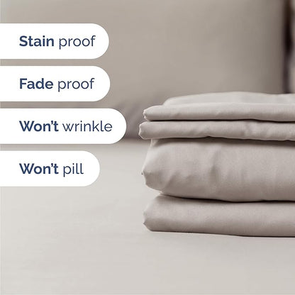 Queen 6 Piece Sheet Set - Cooling, Comfy & Breathable - Hotel Luxury Bedding, Includes Fitted Sheet for Women, Men, Kids & Teens - 1 Flat, 1 Fitted Sheet, 4 Pillowcases with Deep Pockets - Light Grey
