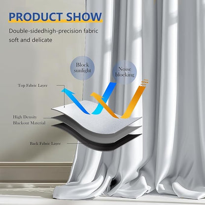 Room Divider Blackout Curtain Track Curtains Wall Dividers Panels Screen for Living Rooms Bedroom Office Privacy Partition Separation, W150 × L96 Inch,1 Panel, White