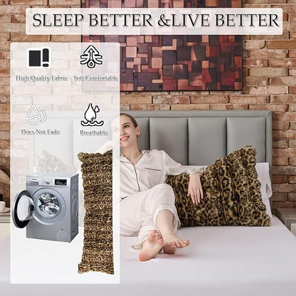 Full Body Pillow 20x54 Inch,Memory Foam Pregnancy Pillow for Side Sleepers,Orthopedic Back Support Maternity Pillow for Women (with Removable Cover)-Leopard Brown
