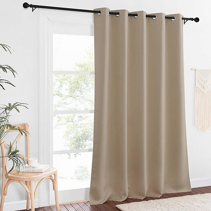 NICETOWN Blackout Curtain Drape for Bedroom - Light Reducing Thermal Insulated Solid Grommet Room Darkening Window Curtain 90 inches Long for Living Room (Taupe, 1 Piece, W66 x L90)