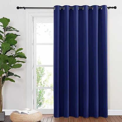NICETOWN Sliding Glass Door Curtain Panel, Home Decoration Privacy & Noise Reducing Room Divider for Shared Apartment (Navy Blue, 80 inches x 84 inches)