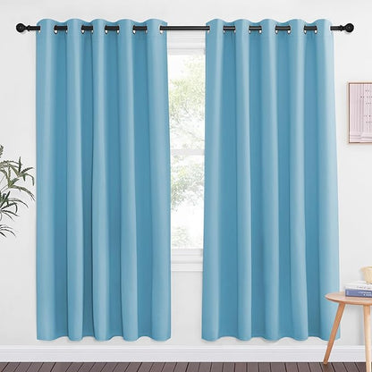 NICETOWN Teal Blue Blackout Curtains for Bedroom 72 Inches Long, Thermal Insulated Room Darkening Grommet Window Curtains for Living Room Nursery, 66 inch x 72 inche, 1 Panel