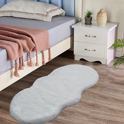 Latepis Area Accent Rug 2x4 Grey Furry Rug Washable Faux Fur Fluffy Shag Rugs Plush Shaggy Soft Rabbit Rugs for Playroom Sofa Bedroom Nursery Room Sheepskin