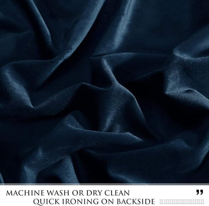 StangH 120 inches Long Blackout Velvet Curtains - Navy Blue Light Blocking Thermal Insulated Window Curtains for Bedroom Living Room, High Ceiling Backdrops for Office, W52 x L120, 2 Panels