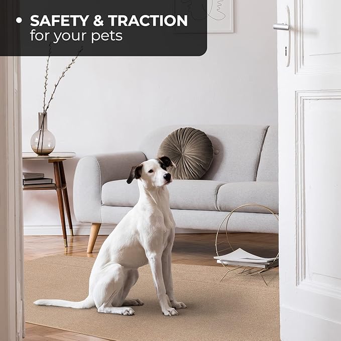 House, Home and More Skid-Resistant Carpet Indoor Area Rug Floor Mat - Pebble Beige - 4 Ft X 4 Ft - Non Slip Rubber Backing, Stain Resistant, Dog Friendly, Living Room Bedroom Kitchen Entryway