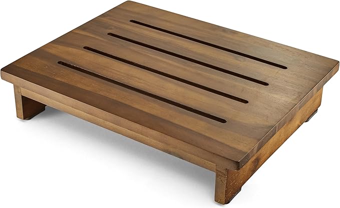 HOLANA 3.5" One Step Stool for Adults - Step Stools for Bed - Indoor/Outdoor - 500 lbs Safety Stepping Stool Bathroom for Handicap, Elderly, Seniors, Kid, Bathtub, High Beds, Kitchen (Walnut)