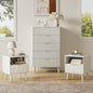 LYNSOM Fluted Dresser and Nightstand Sets 3 Piece, 5-Drawers Dresser and 1-Drawer Nightstands Set of 2, Wood Bedroom Furniture Set for Home, Bedroom, Hallway, White