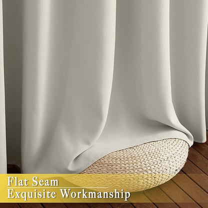 NICETOWN Patio Blackout Curtain Panels - Extra Wide Sliding Door Thermal Insulated Drape, Privacy Room Divider Curtain for Bedroom Office (Natural, 66 x 118 Inch Long)
