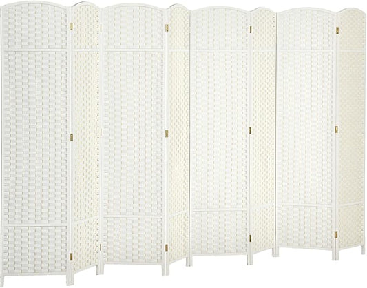 HOMCOM Room Divider, 8 Panel Folding Privacy Screen, 5.6' Tall Freestanding Wall Partition for Home Office, Bedroom, White