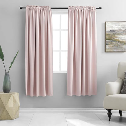 DONREN Blush Pink Curtains 72 Inch Length - 2 Panels Room Darkening Curtain Drapes for Bedroom Girls - Baby Pink Rod Pocket Thermal Insulated for Baby Nursery W 52" x L 72"