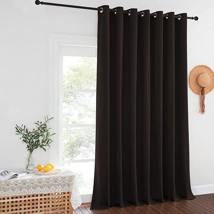 NICETOWN Patio Door Curtain Sound Blocking, Bedroom Privacy Room Divider Curtain, Thermal Insulated Blackout Closet Sliding Door Shade (1 Panel, 100" Wide x 120" Long, Toffee Brown)