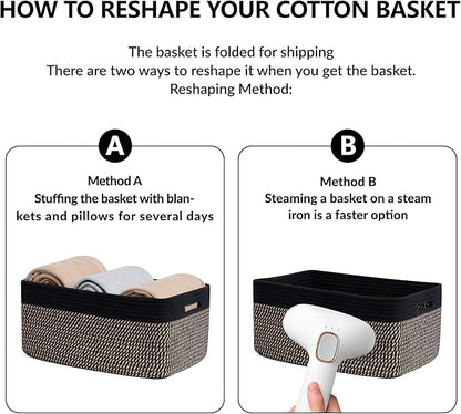 Large Storage Baskets for Organizing, Closet Shelf Baskets for Clothes Blanket Towels, Baby Nursery, Toy Bins Box, Woven Rope Baskets, 17 x 13 x 7.5”, 4 Packs Woven Brown