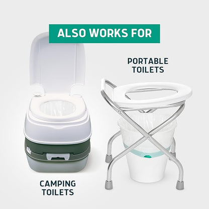 Lunderg Recycled Commode Liners - 100 Environment Friendly Portable Toilet Bags - Medical Grade Bedside Commode Liners Disposable - Universal Fit & Easy to Use - Absorbent Pads Not Included