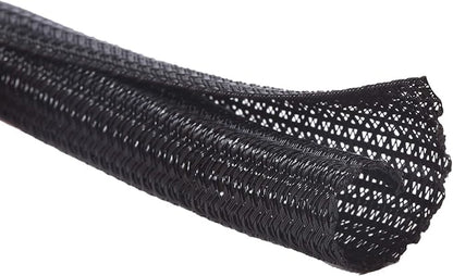 Alex Tech 25ft - 1.25 inch Cord Protector Wire Loom Tubing Cable Sleeve Split Sleeving for USB Cable Power Cord Audio Video Cable – Protect Cat from Chewing Cords - Black