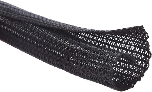 Alex Tech 25ft - 3/8 inch Cord Protector Wire Loom Tubing Cable Sleeve Split Sleeving For USB Cable Power Cord Audio Video Cable – Protect Cat From Chewing Cords - Black