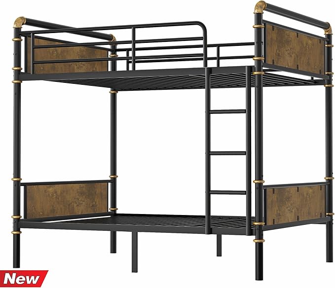 Higher Quality & Stronger Heavy Duty Metal Bunk Bed Frame Twin XL Over Twin XL Size for Adults Teens, Thickened More Stable Steel Bunkbed