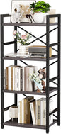 Homeiju Grey Bookshelf, 4 Tier Small Bookcase for CD/Movie/Book, Book Shelf Organization and Storage for Bedroom, Kid's Room, and Home Furniture (Grey)