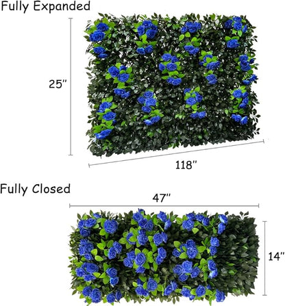 GLANT Expandable Fence Privacy Screen for Balcony Patio Outdoor,Decorative Faux Ivy Fencing Panel,Artificial Hedges (Single Sided Leaves) (2, Branches -Blue Rose)