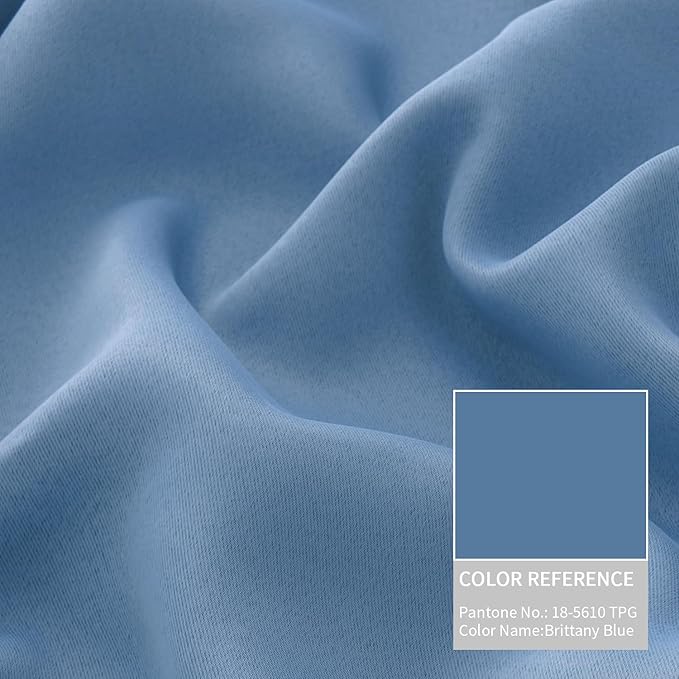 BGment Thermal Insulated 100% Blackout Curtains for Bedroom with Black Liner, Double Layer Full Room Darkening Noise Reducing Grommet Curtain (52 x 63 Inch, Denim Blue, 2 Panels)