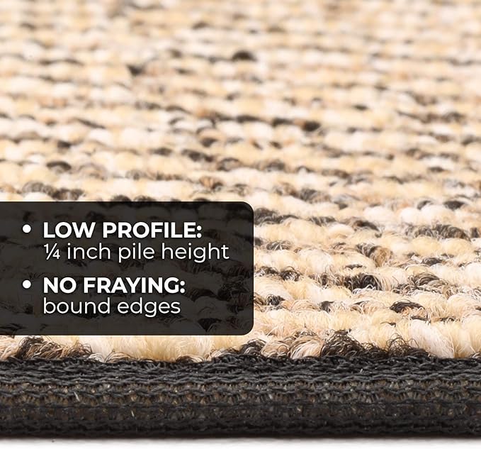 House, Home and More Skid-Resistant Carpet Indoor Area Rug Floor Mat - Black Ripple - 3 Ft X 3 Ft - Non Slip Rubber Backing, Stain Resistant, Dog Friendly, Living Room Bedroom Kitchen Entryway