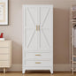 Wardrobe Closet, Metal Armoire with Drawers - 71 Inch Tall Freestanding Cabinet with Adjustable Shelves and Removable Closet Rod, Easy Assembly for Bedroom Apartment Dorm Garage,White