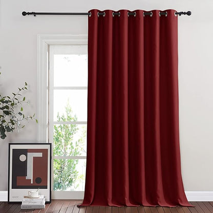 NICETOWN Room Divider Curtain 132 Inches Long, Wide Blackout Sliding Door Curtain for Bedroom, Room Darkening Privacy Window Curtain for Patio Door (1 Panel Set, Burgundy Red, 80 x 132 Inch)