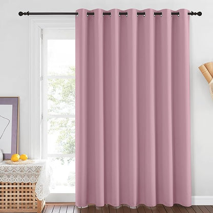 NICETOWN Room Darkening 84 inch Curtain for Patio Door, Grommet Thermal Insulated Room Divider Wide Winodw Treatment Sound Reducing for Bedroom, Black, 1 Panel, 100" W x 84" L, Rouge Pink