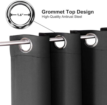 ChrisDowa Grommet Blackout Curtains for Bedroom and Living Room - 2 Panels Set Thermal Insulated Room Darkening Curtains (Dark Grey, 38W x 54L)