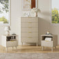LYNSOM Fluted Dresser and Nightstand Sets 3 Piece, 5-Drawers Dresser and 1-Drawer Nightstands Set of 2, Wood Bedroom Furniture Set for Home, Bedroom, Hallway, Beige