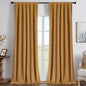 Joydeco Mustard Yellow 100% Blackout Curtains 90 Inch 2 Panels, Luxury Thermal Yellow Velvet Curtains for Bedroom Living Room, Soundproof Blackout Window Drapes, Rod Pocket & Back Tab (52W x 90L)