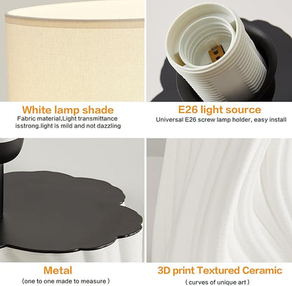 White Ceramic Table Lamps 21.5In Modern Plug in Table Lamp Bedroom Bedside
