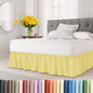 Wrap Around Dust Ruffle Bed Skirt - Yellow - for King Size Beds with 18 Inch Drop - Easy Fit Elastic Strap - Adjustable Pleated Bedskirt w/Brushed Fabric - Wrinkle Free - for Women, Men, Kids & Teens