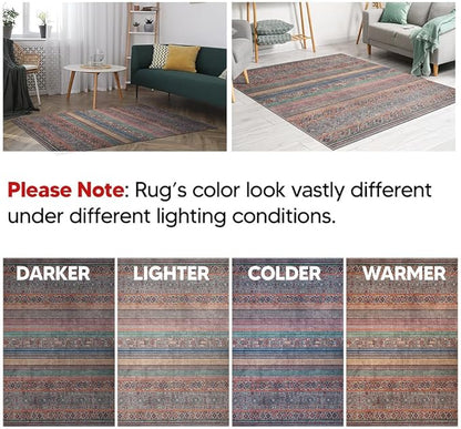 Keen Home Design 9x12 Rug - Machine Washable Area Rug with Non-Slip Backing, Ideal for Living Room, Dining Room, Bedroom - Vintage, Easy Clean, Durable, Low Pile Rug - (9' x 12')