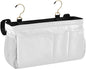 KOPIRIT White Bedside Caddy Storage Bag Bedside Organizer for Bunk Bed Headboards College Hanging Storage Organizer 6 Pockets with Hooks for Drinks Magazine Phone Holder