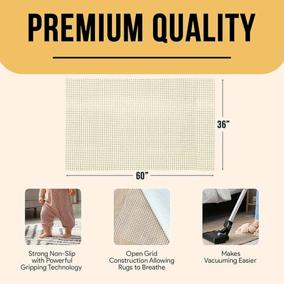 Non Slip Area Rug Gripper 3x5 Feet, Rug Gripper for Hardwood Floors, Laminate, Vinyl, Stone & Tile, Anti Slip Area Rug Pad for Under Rugs