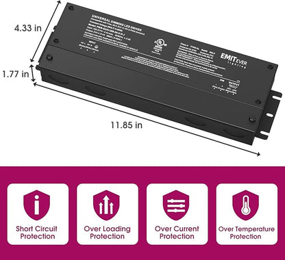 EMITEVER 288W Dimmable LED Driver, 24V 5-in-1 Dimmable Power Supply,3-Channels AC to DC Transformer for LED Light, Compatible with Lutron and Leviton Dimmer, Waterproof IP67 and UL Listed, Class 2