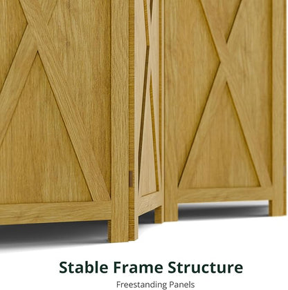 Cozy Castle Wood Room Divider, 6 Panels Folding Privacy Screen, 66.9'' Wall Divider, Barnwood Room Separator, Freestanding Partition, Temporary Wall for for Home Office Restaurant Decorative, Natural