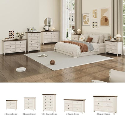 Antique White Dresser for Bedroom 4 Drawers Dresser,4 Chest of Drawers Storage Cabinet for Living Room,Filing Cabinet for Home Office