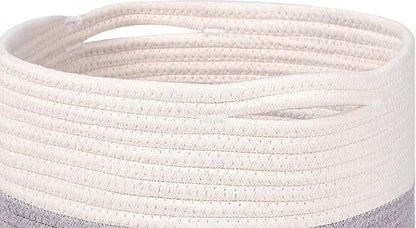 voten Woven Cotton Rope Round 11x11x11'' Storage Cubes Baskets Bins Organizer, 3-Tone Gray, 3-Pack