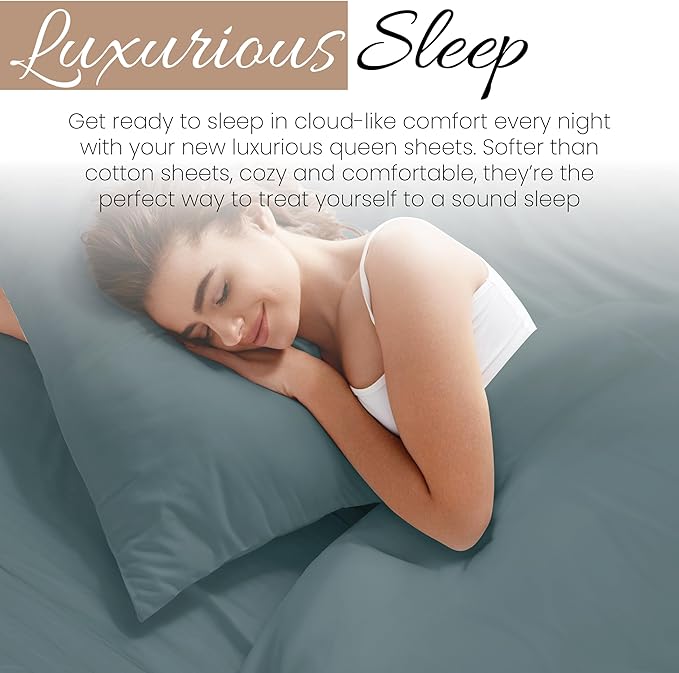 Linen Market Bed Sheets for Full Size Bed (Ocean) - Sleep Better Than Ever with These Soft and Cooling Full Sheets - Deep Pocket Fits 16" Thick Beds - 4 Piece Full Sheet Set