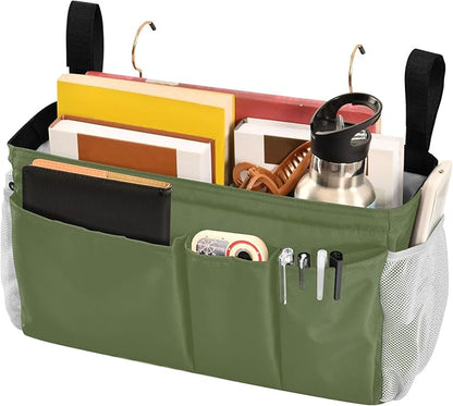 KOPIRIT Dark Cyan Bedside Caddy Storage Bag Bedside Organizer for Headboards Bunk Beds Hanging Storage Organizer 6 Pockets with Hooks for Magazine Water Bottle Holder