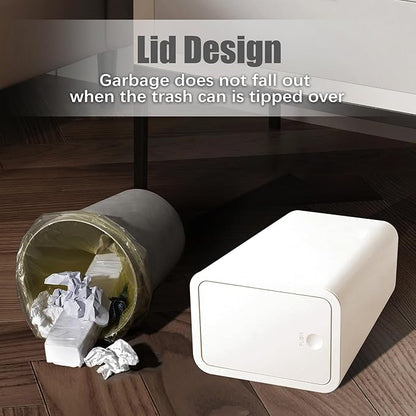 TIPGO Bathroom Trash Can with Lid, 10 Liter/ 2.6 Gallon Slim Garbage Can, Small Trash Bin Waste Basket with Pop-Up Lid for Kitchen, Bedroom, Living Room, Office (White)