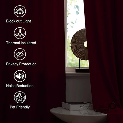 StangH Red Velvet Curtains 62 inch Width for Sliding Door Room Dakening Privacy Protect Doorway Dividers for Living Room/Theater/Christmas Decor, W62 x L84, 2 Panels