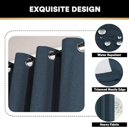 PrinceDeco Blackout Sliding Glass Door Curtain Extra Wide Patio Door Curtains for Sliding Glass Door Thermal Curtains Room Divider Drapes for Living Room/Bedroom,100 X 108 Curtains,Navy