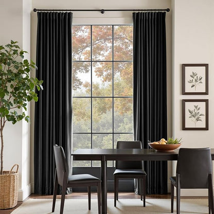 Lazzzy Velvet Blackout Curtains Thermal Insulated Room Window Drapes Super Soft Luxury Curtains for Living Room Bedroom Rod Pocket 2 Panels, Black, 62" W x 84" L