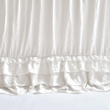 Lush Decor Ella Ruffle Lace Bedspread, 3 Piece Set, King, Neutral - Cute Bed Set - King Bedding - Beige Bedding - Coquette Decor - Neutral Ruffle Trim - Beige Lace Trim