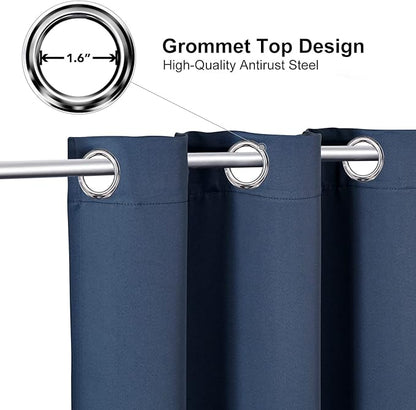 ChrisDowa Grommet Blackout Curtains for Bedroom and Living Room - 2 Panels Set Thermal Insulated Room Darkening Curtains (Stone Blue, 42W x 84L)